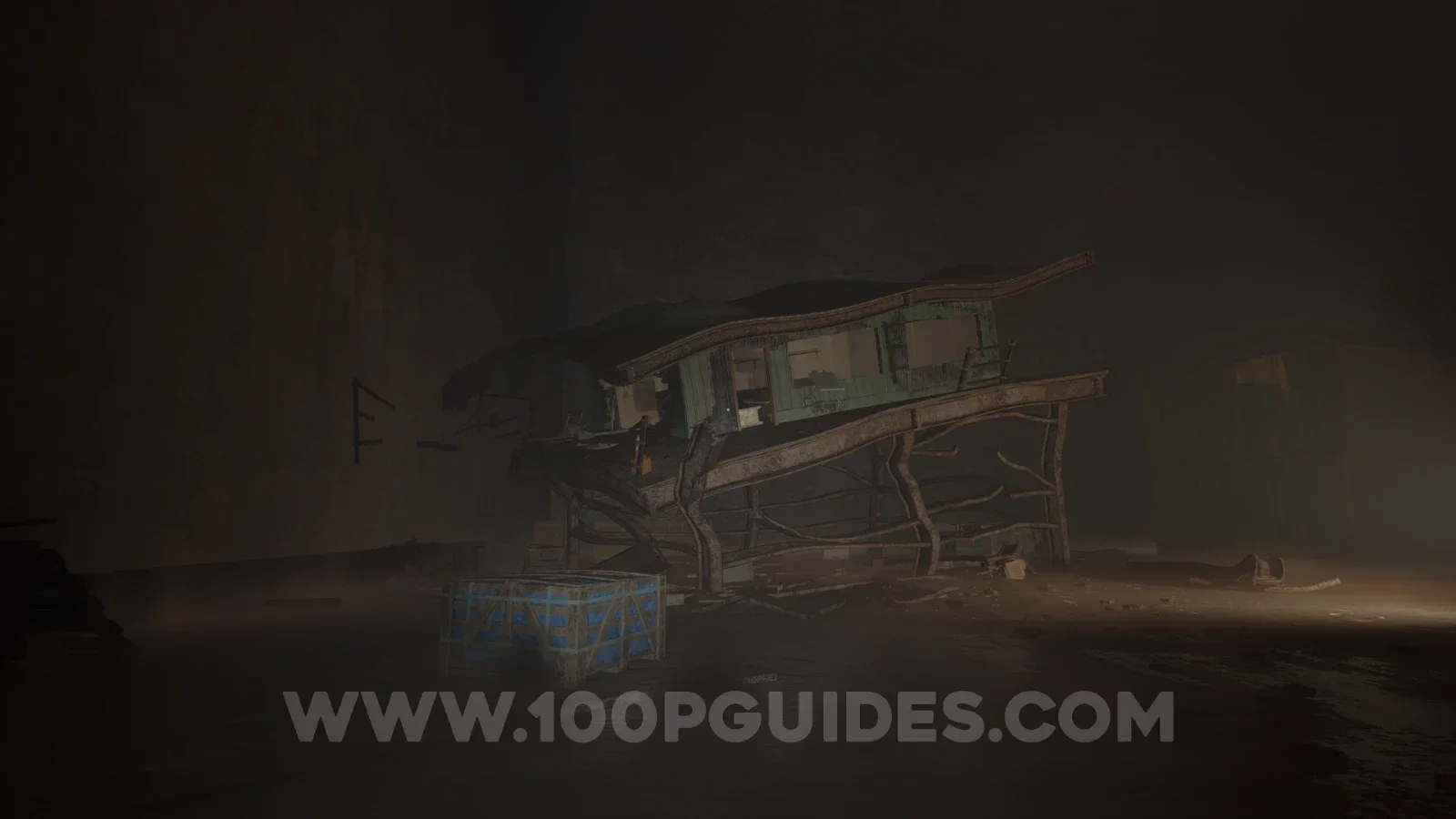 Terrible Lizards Chapter 3: destroyed building at the opposite end of the large underground area