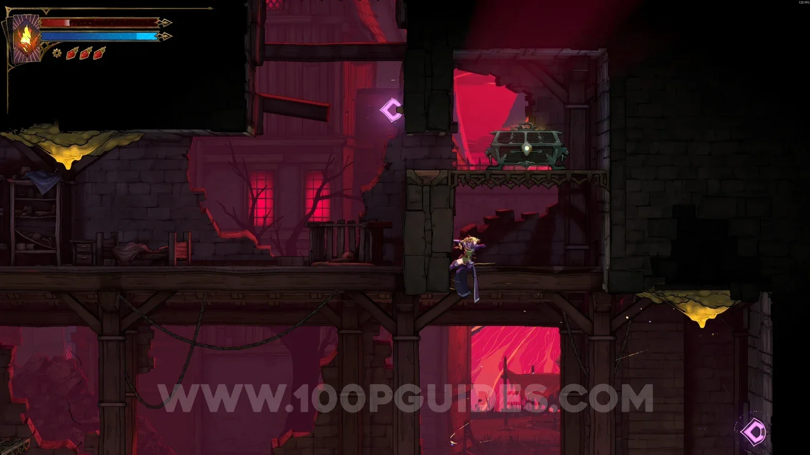 Castlevania Belmonts Curse Ruined Market: Relic #2 Dark Sigil from the chest reached with the grappling hook