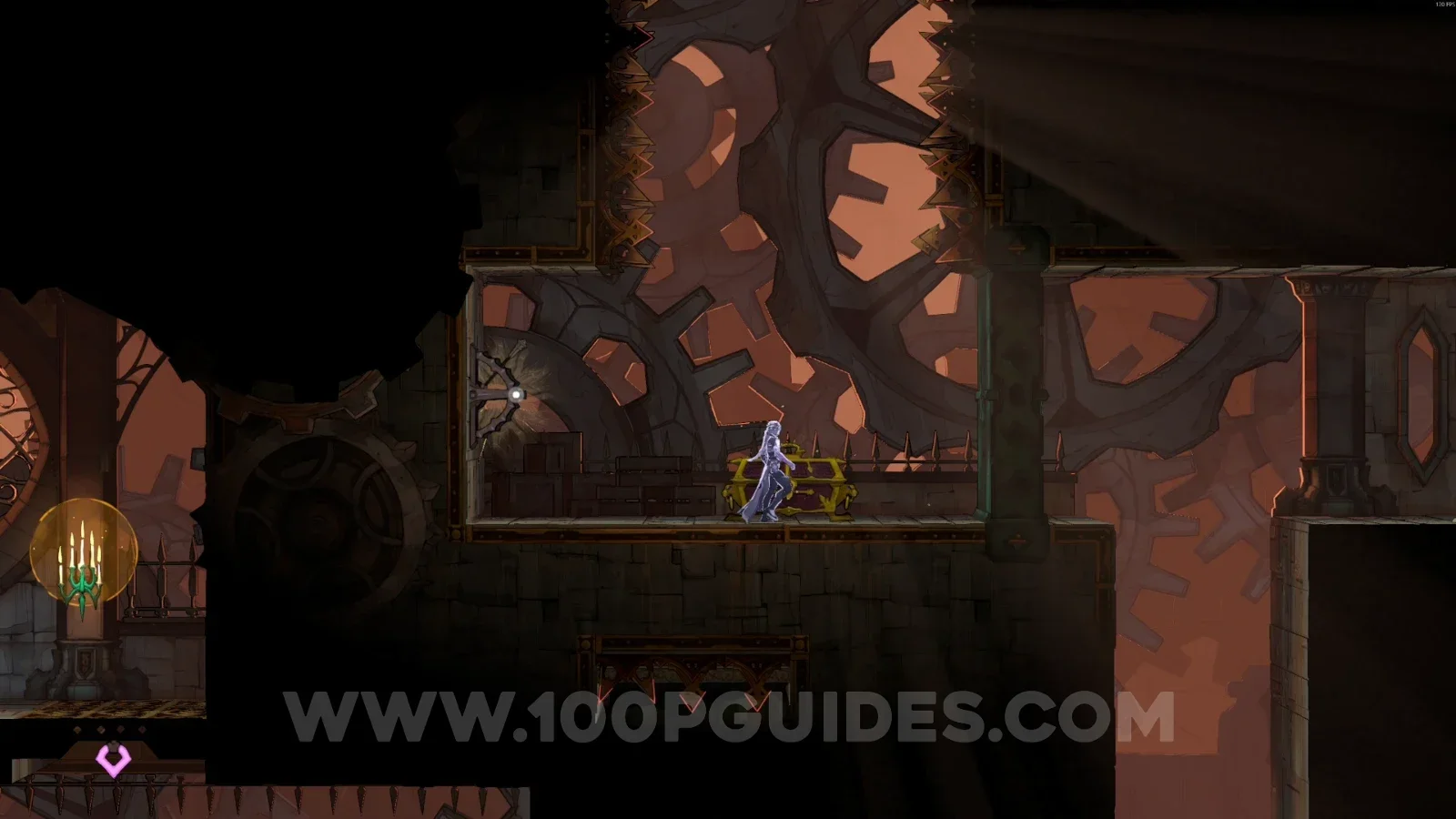 Castlevania Belmont's Curse Mechanic's Ascent: chest containing Weapon #1 Halberd at the end of the path