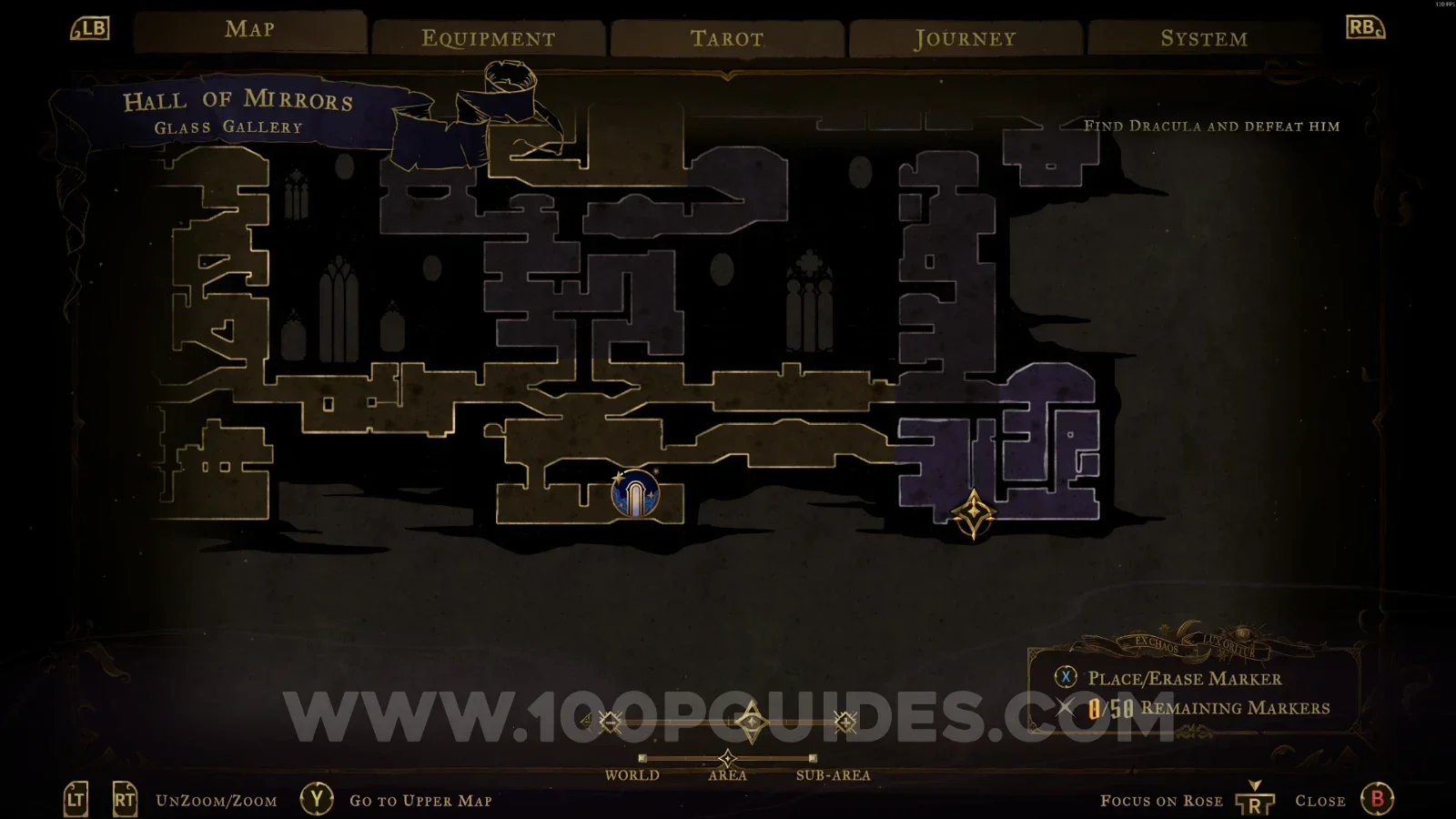 Castlevania Belmonts Curse Glass Gallery: map of the area with the Temptress clue statue at the top