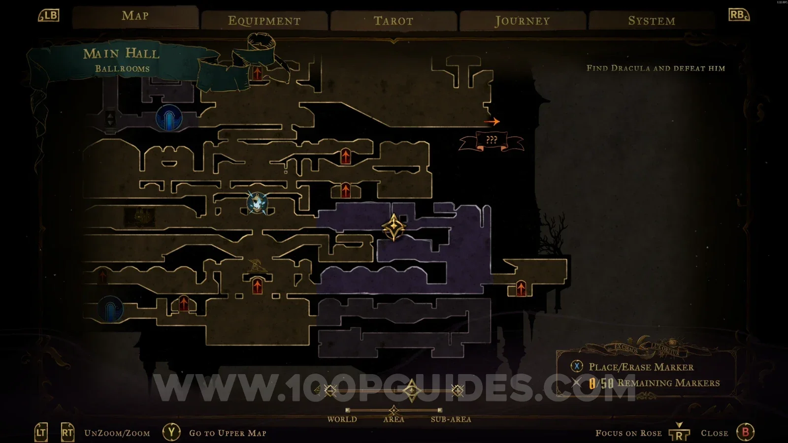 Castlevania Belmonts Curse Ballrooms: map location of XP Statue #17