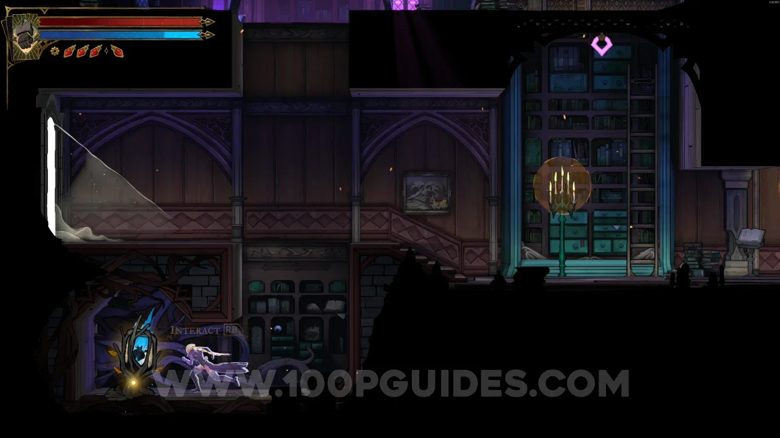Castlevania Belmont's Curse Rhetoric Shelves: Wise Heart Fragment #1 below the broken floor