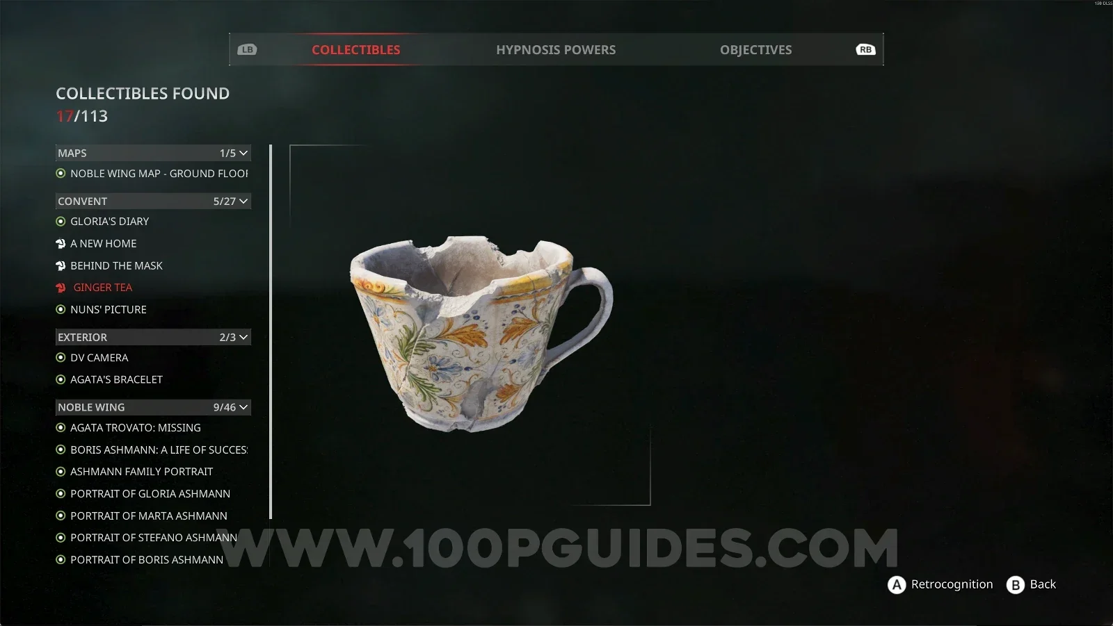Remothered: Red Nuns Legacy Convent #5: Ginger Tea collectible obtained with Retrocognition #3