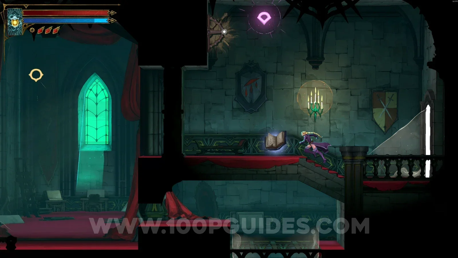 Castlevania Belmonts Curse Mirror Rooms: Blue Book #6 buff in the marked area