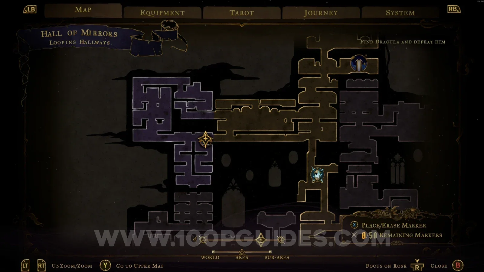 Castlevania Belmonts Curse Looping Hallways: map with the area of XP Statue #11 marked