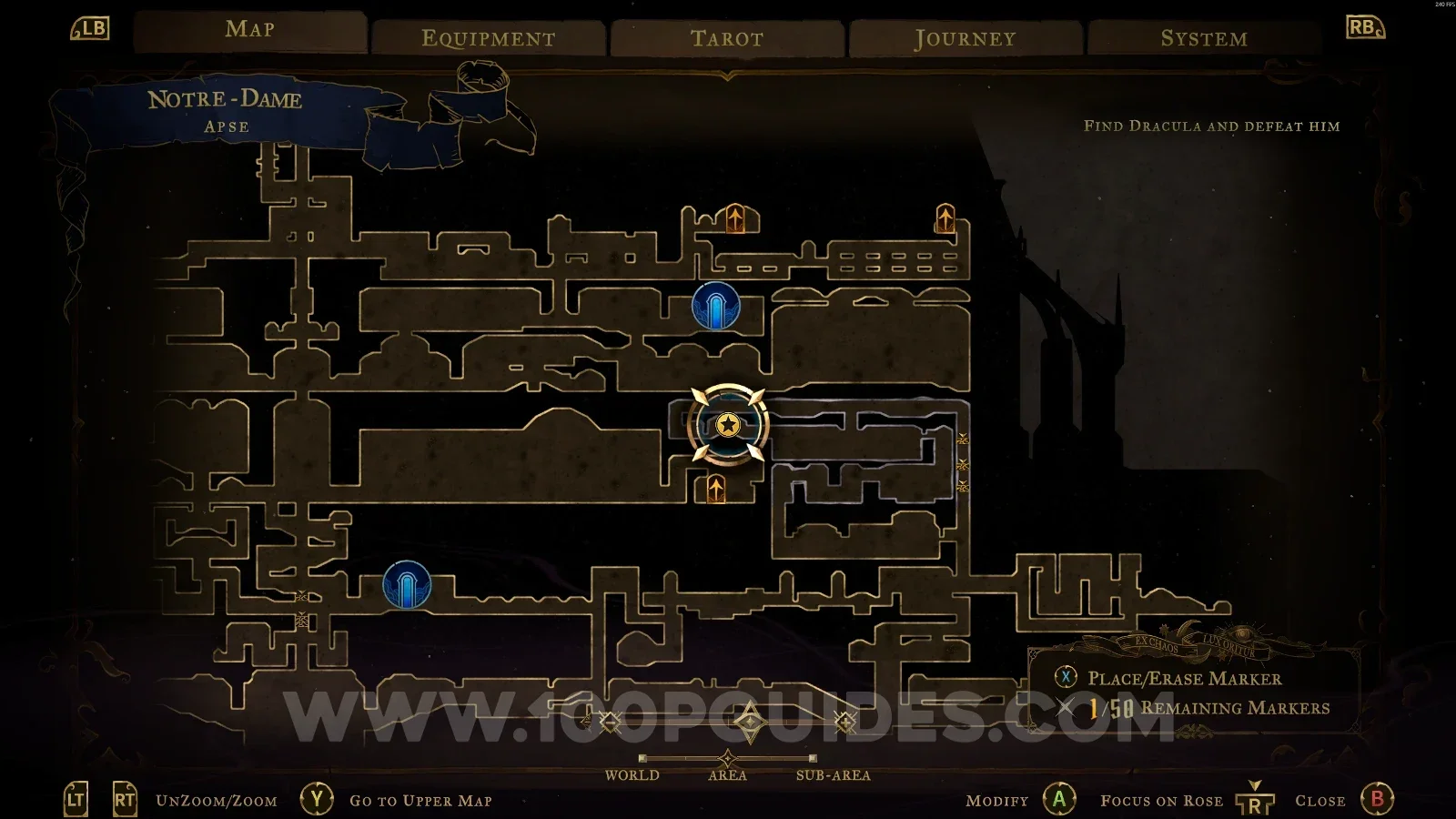 Castlevania Belmont's Curse Apse: map with the area of Wise Heart Fragment #20 marked