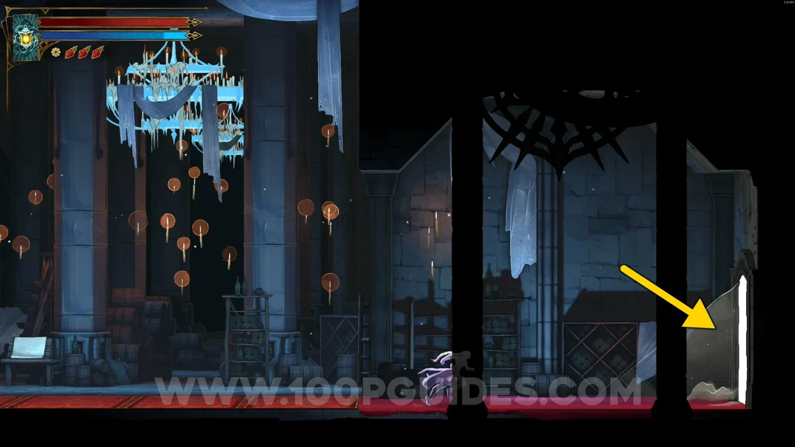 Castlevania Belmonts Curse Grand Hall: going down and right from Red Book #1 to the door