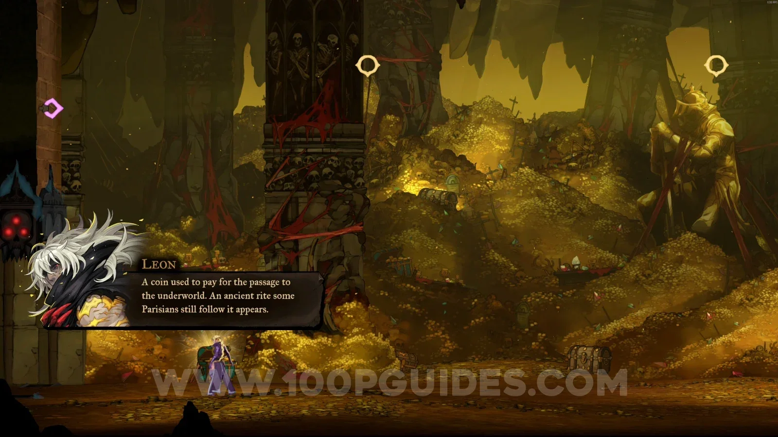 Castlevania Belmonts Curse: the Ferryman's Obol in Mammon's boss arena in the Catacombs of Paris