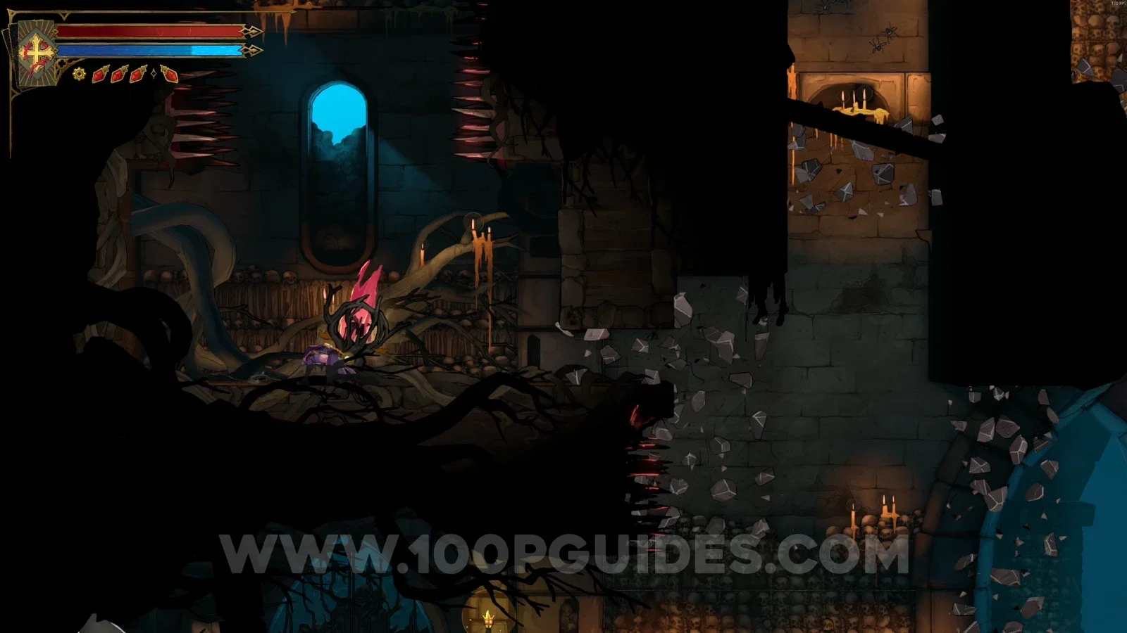 Castlevania Belmonts Curse Catacomb Entrance: Brave Heart Fragment #7 reached at the end of the upper path