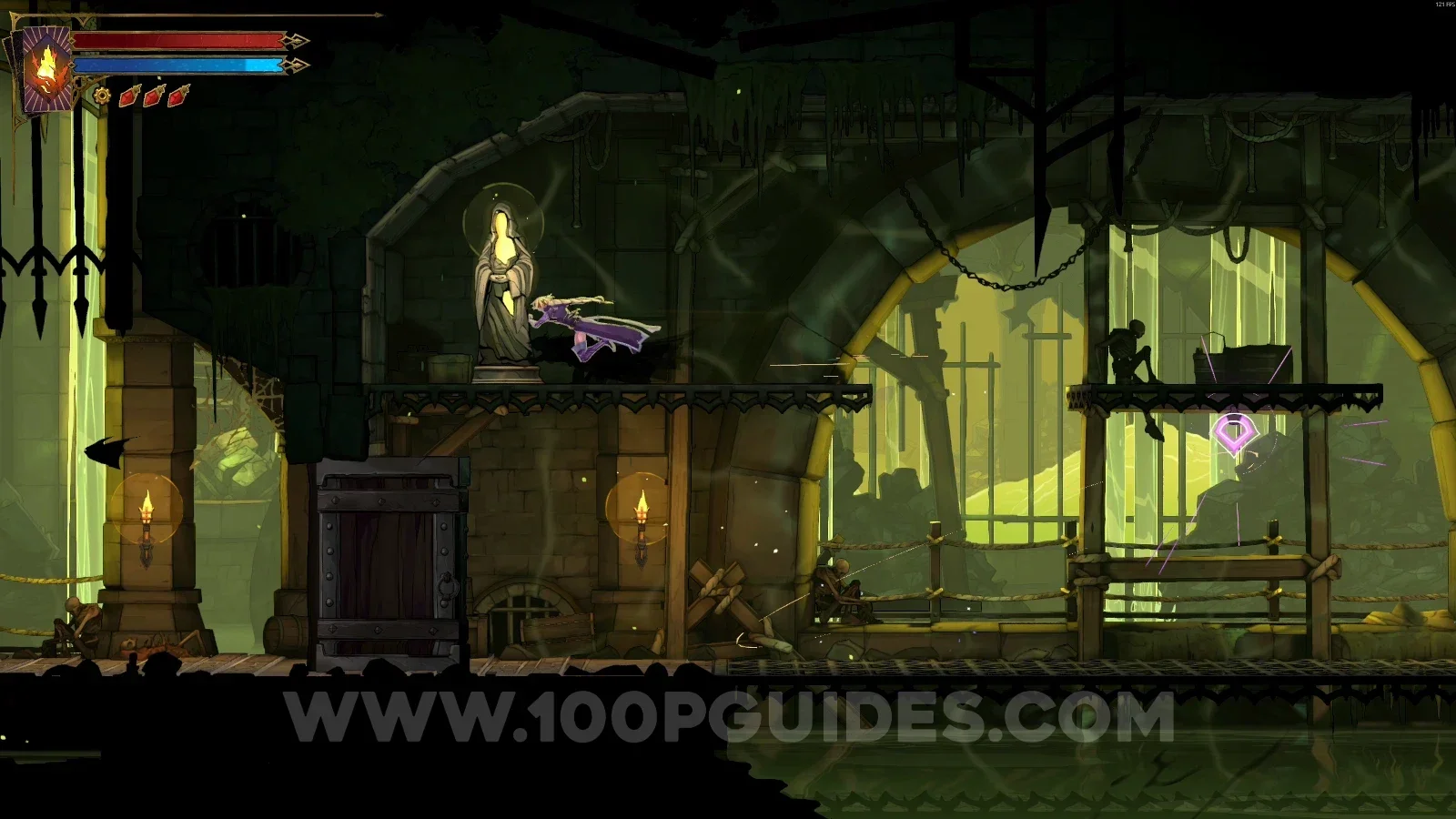 Castlevania Belmonts Curse Central Sewer Drain: XP Statue #9 in the upper part of the marked area
