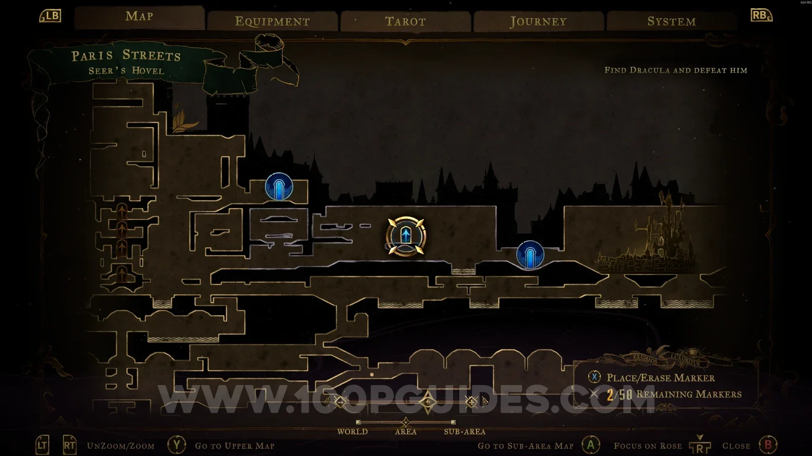 Castlevania Belmonts Curse Burned District map showing the Seer's Hovel room with the Crypt Key relic