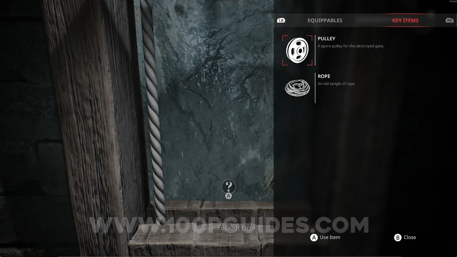 Remothered: Red Nuns Legacy Catacombs: using the two key items on the gate to open it