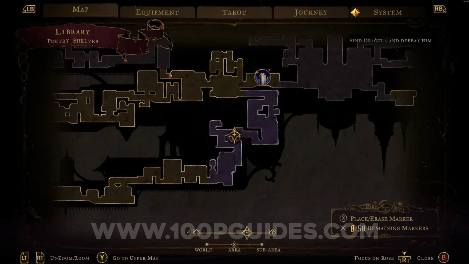 Castlevania Belmont's Curse Poetry Shelves: map location of Brave Heart Fragment #2