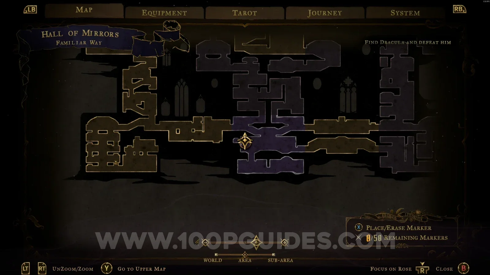 Castlevania Belmonts Curse Familiar Way: map with the area of XP Statue #15 marked