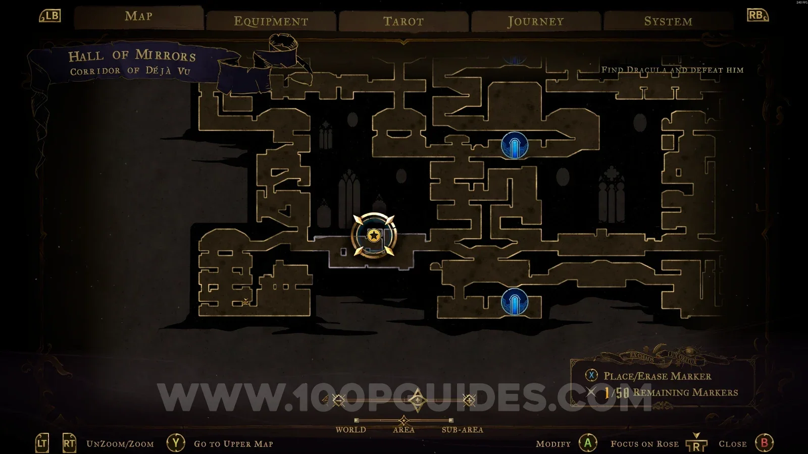 Castlevania Belmonts Curse Corridor Of Deja Vu: map marking the area of Blue Book #9