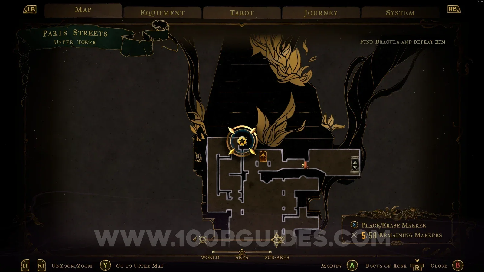 Castlevania Belmonts Curse Upper Tower: map marking the area of Blue Book #2