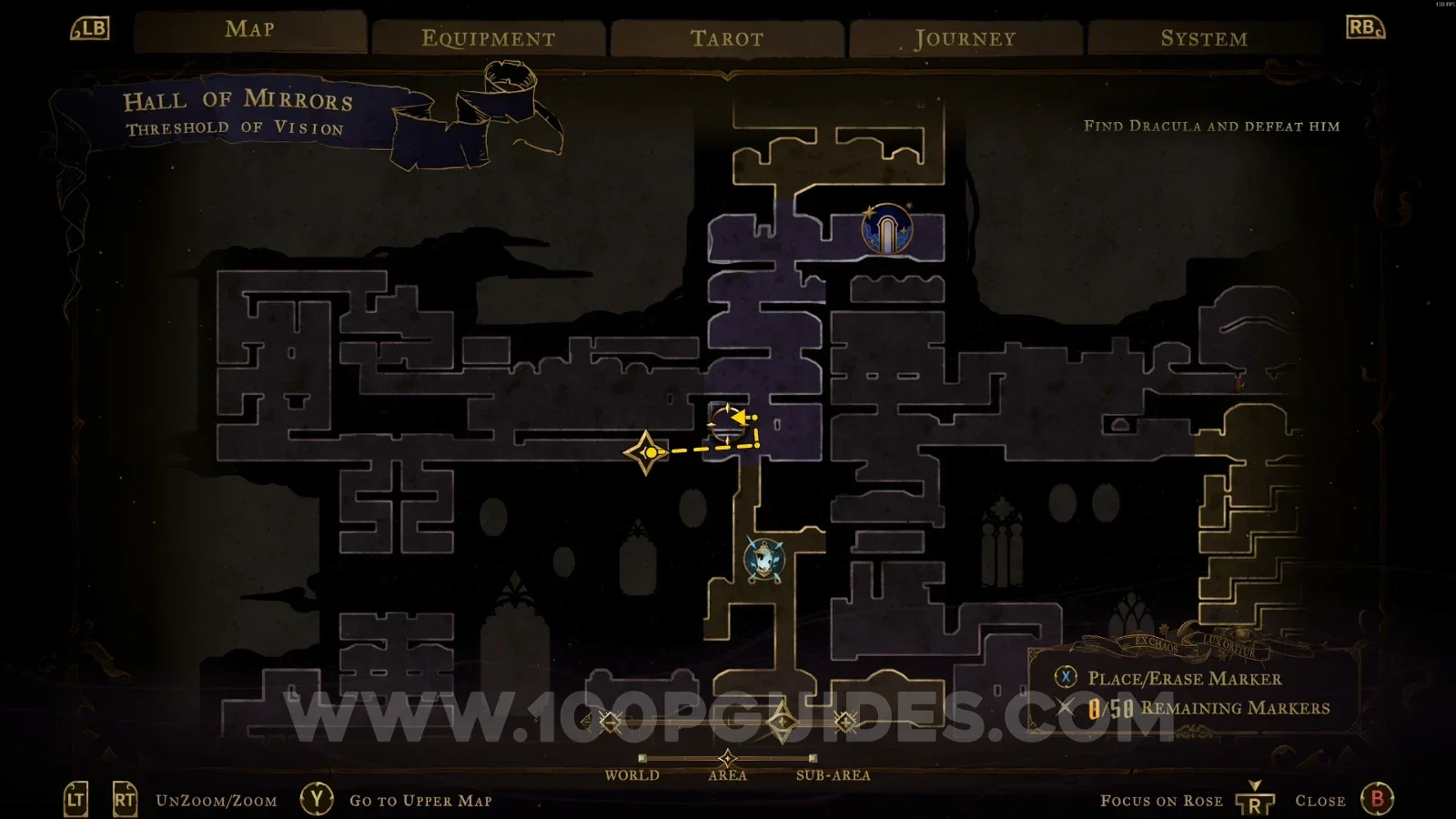 Castlevania Belmonts Curse Threshold Of Vision: map with the area of XP Statue #9 marked