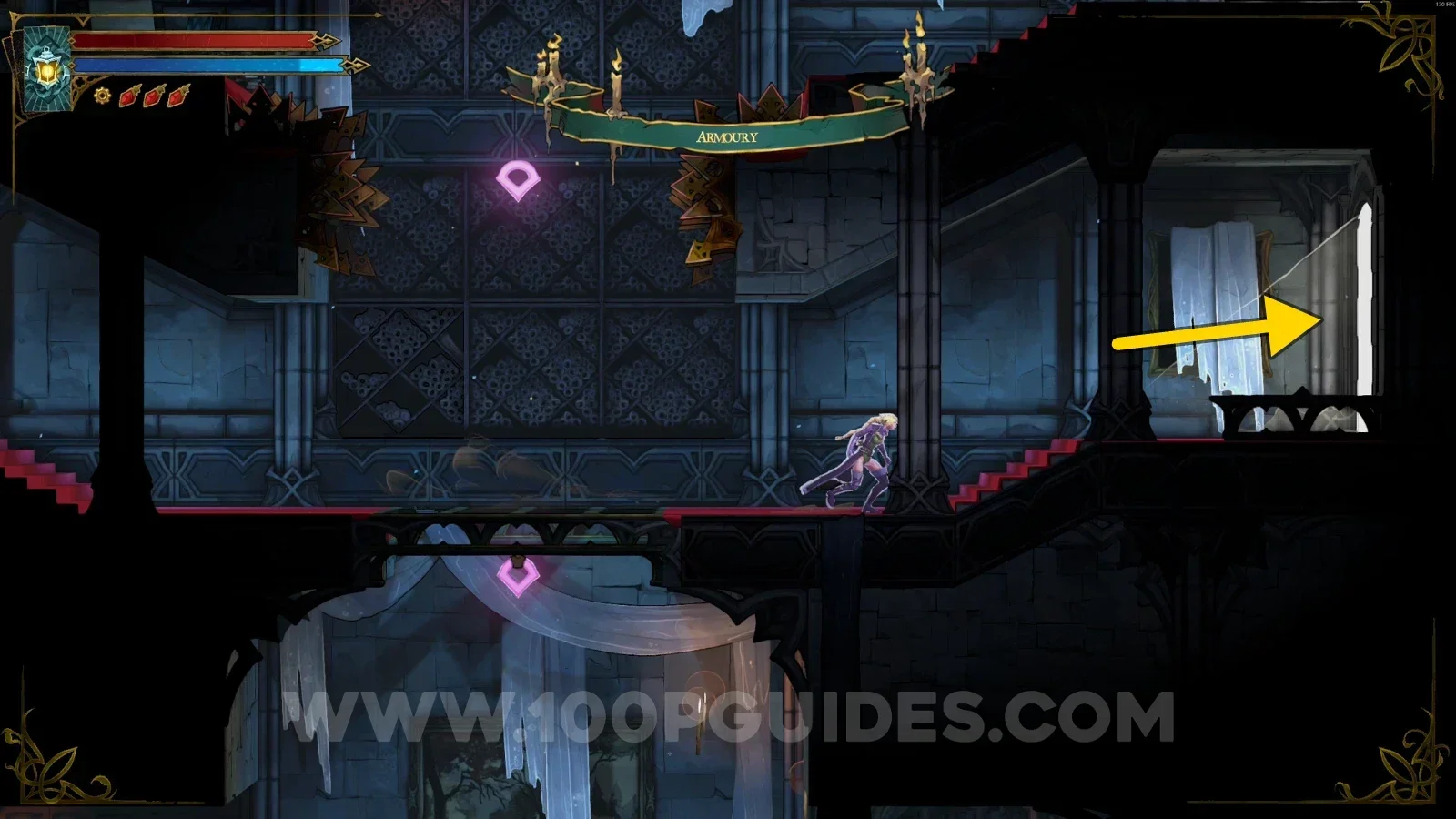 Castlevania Belmonts Curse Grand Hall: entering the room just below on the right toward Brave Heart Fragment #1