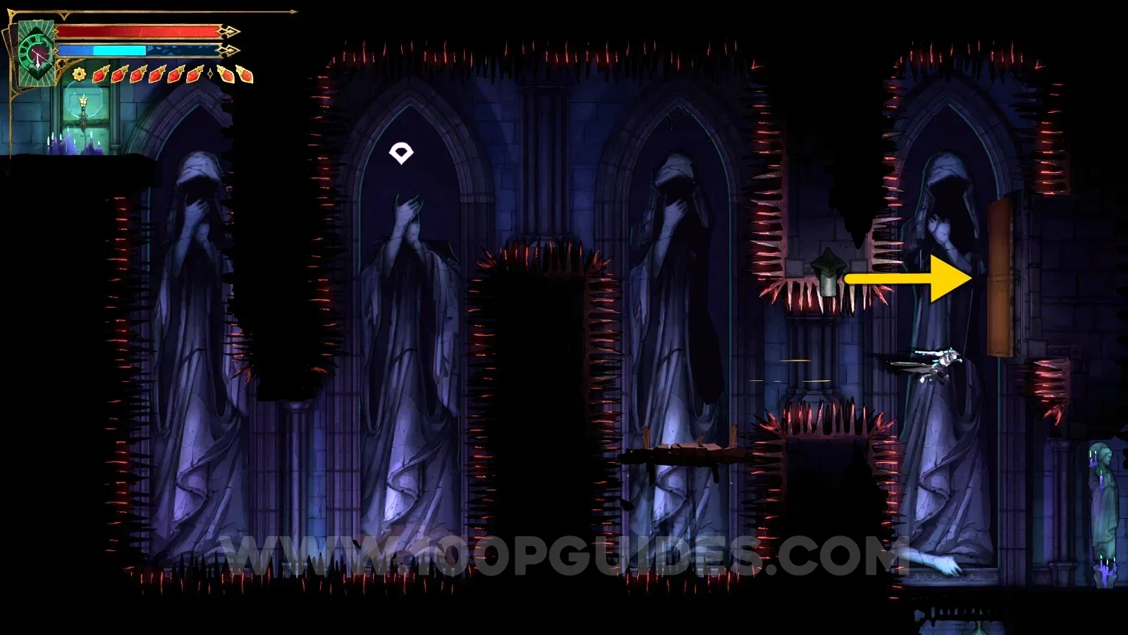 Castlevania Belmonts Curse Reliquary: pressing the pressure plate on the wall