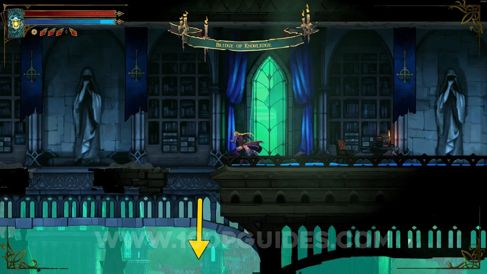 Castlevania Belmonts Curse Main Hall: dropping off the bridge to reach the last blue flame