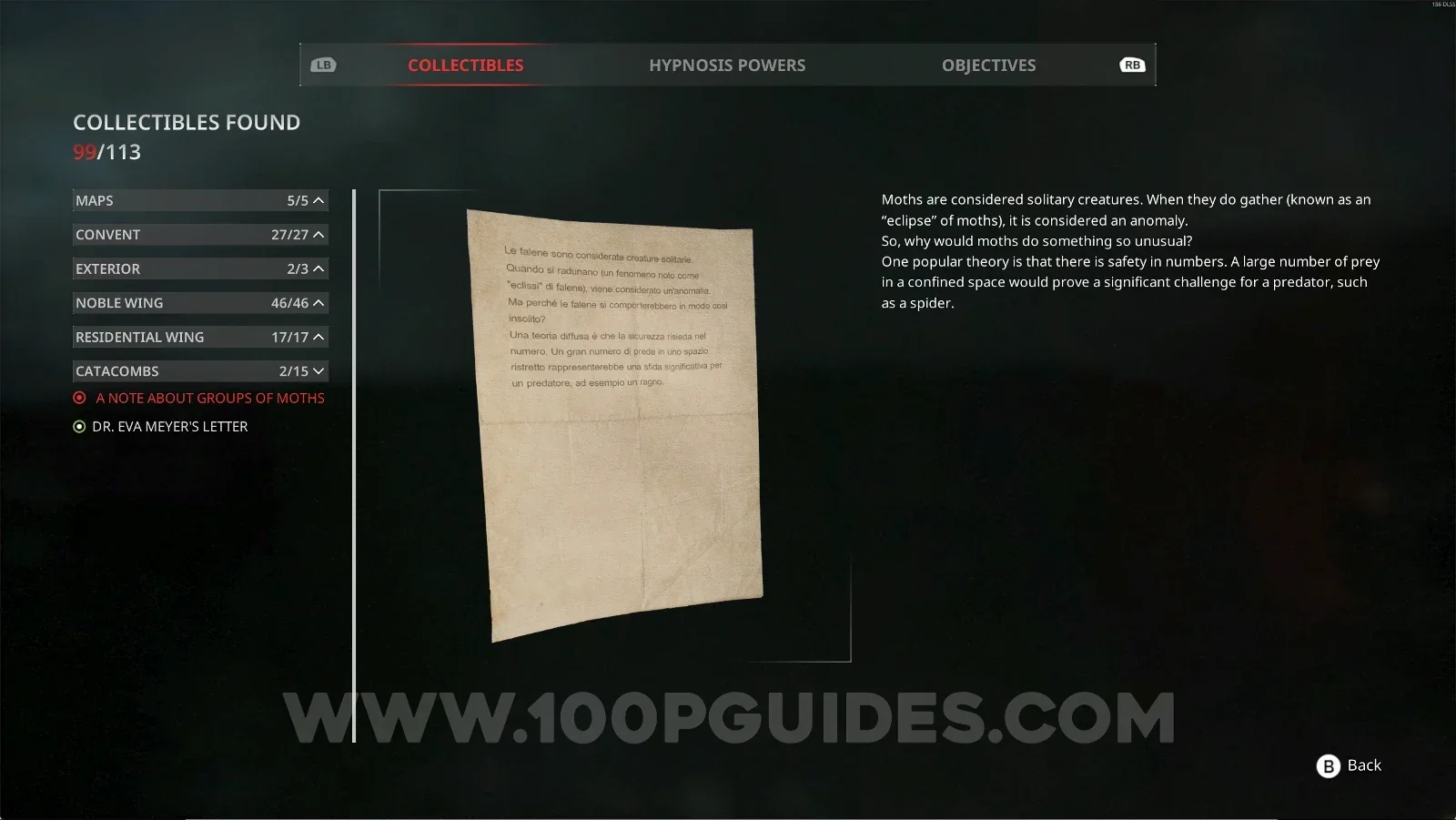 Remothered: Red Nuns Legacy Catacombs #2: A Note About Groups Of Moths collectible