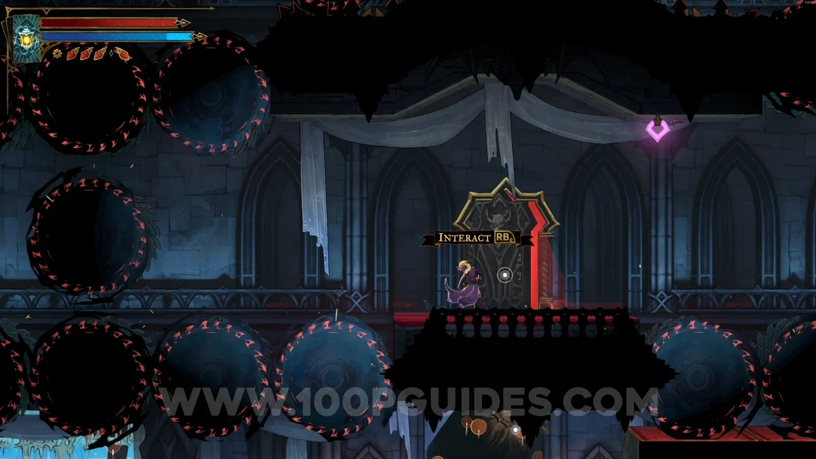 Castlevania Belmonts Curse Boudoirs: the door in the middle of the room reached with the paintings