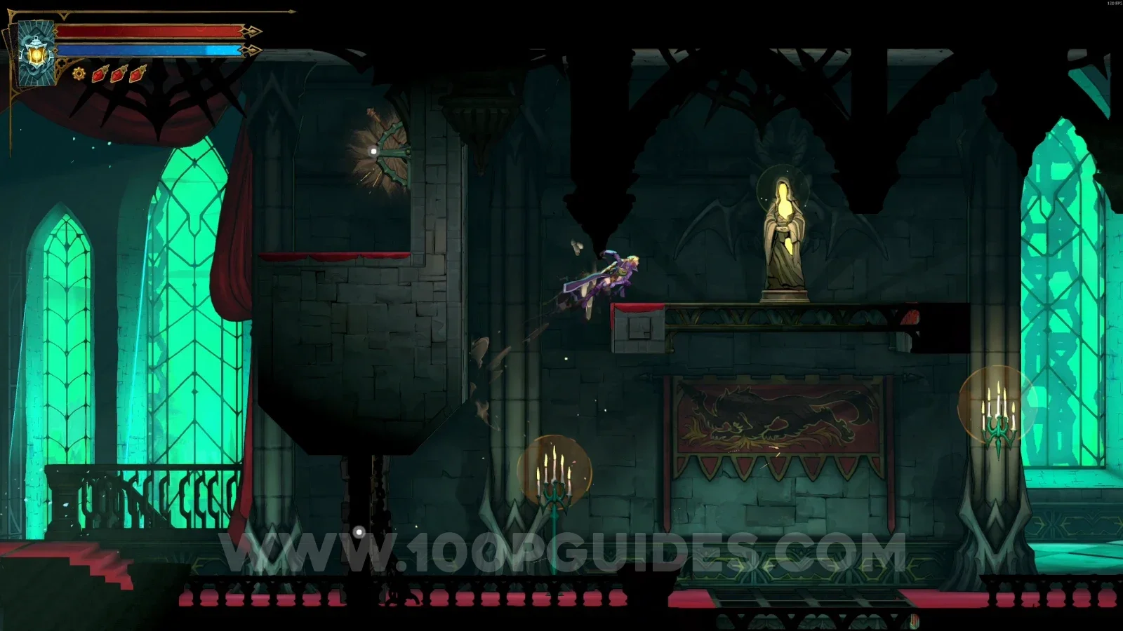 Castlevania Belmonts Curse Entrance Corridor: XP Statue #65 in the marked area