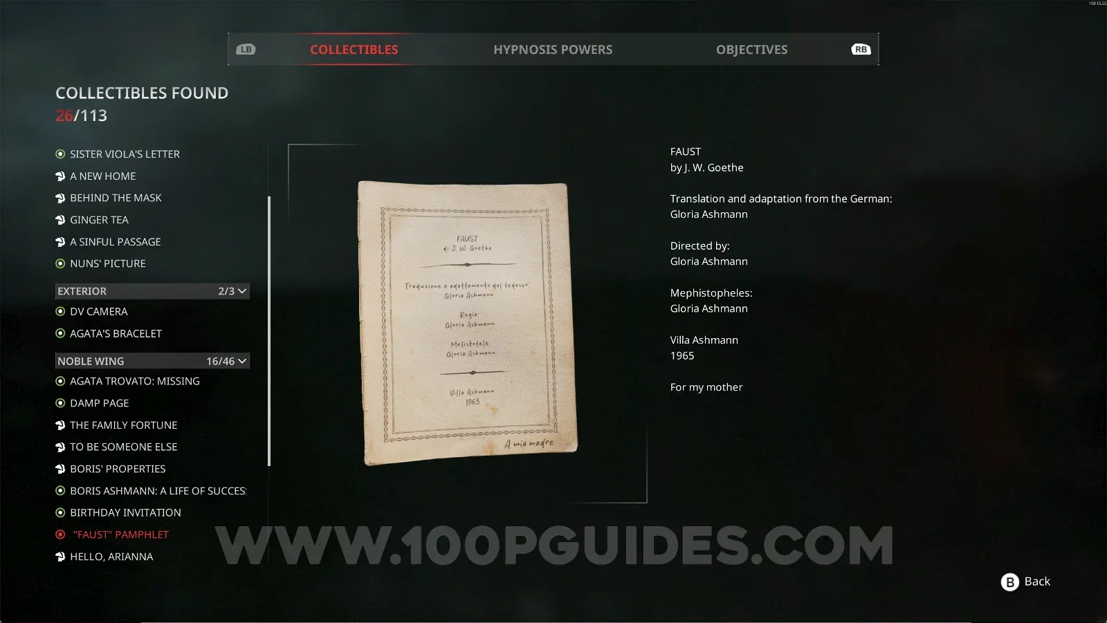 Remothered: Red Nuns Legacy Noble Wing #16: Faust Pamphlet collectible