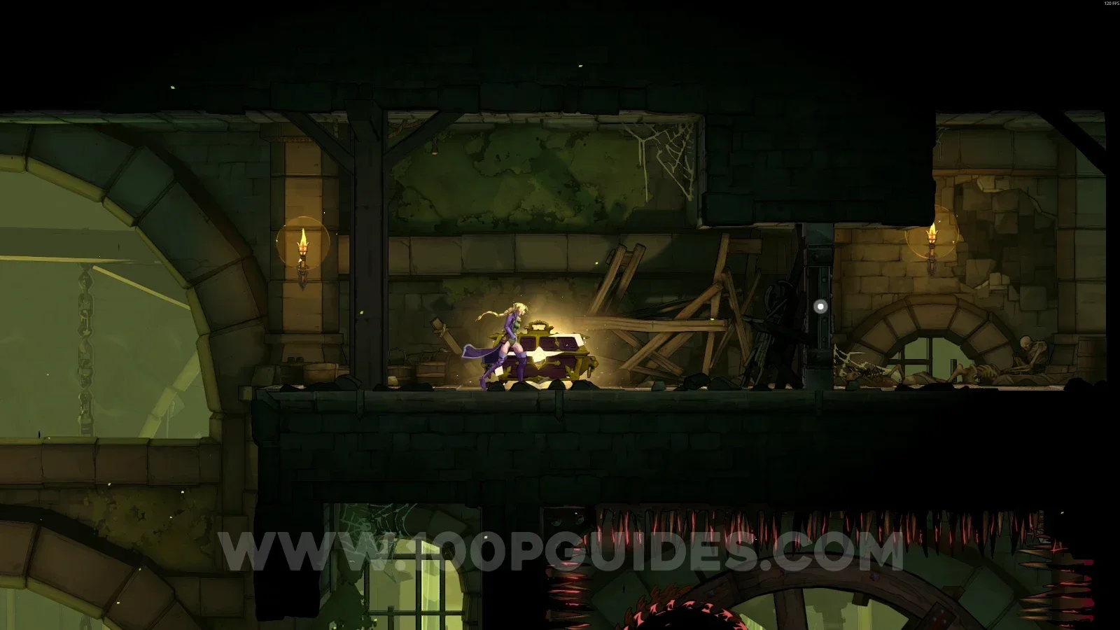 Castlevania Belmonts Curse Justice District Sewers: reaching the Bastard Sword chest with the Arcane Whip