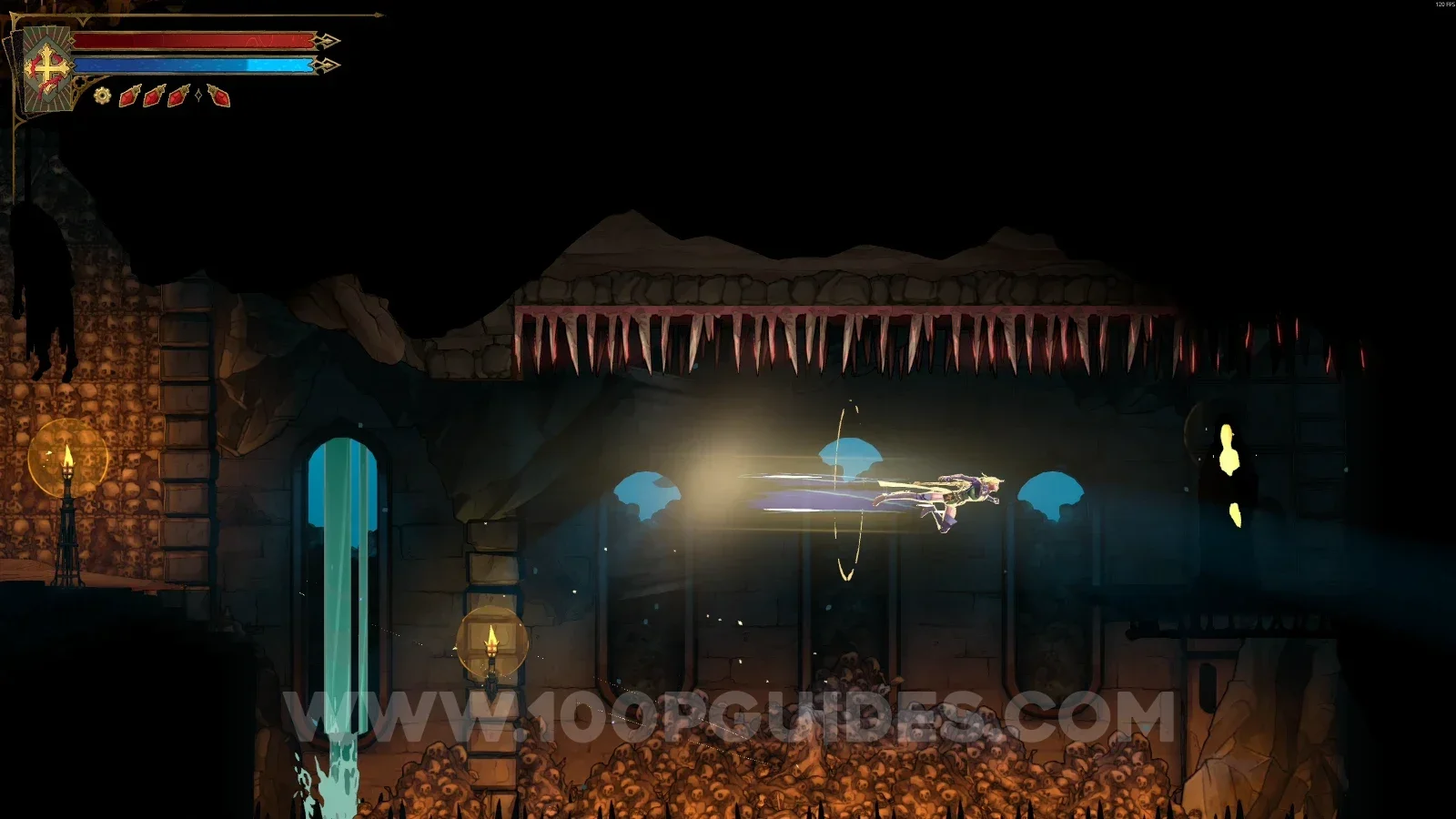 Castlevania Belmonts Curse Catacomb Entrance: XP Statue #1 on the right side of the marked area