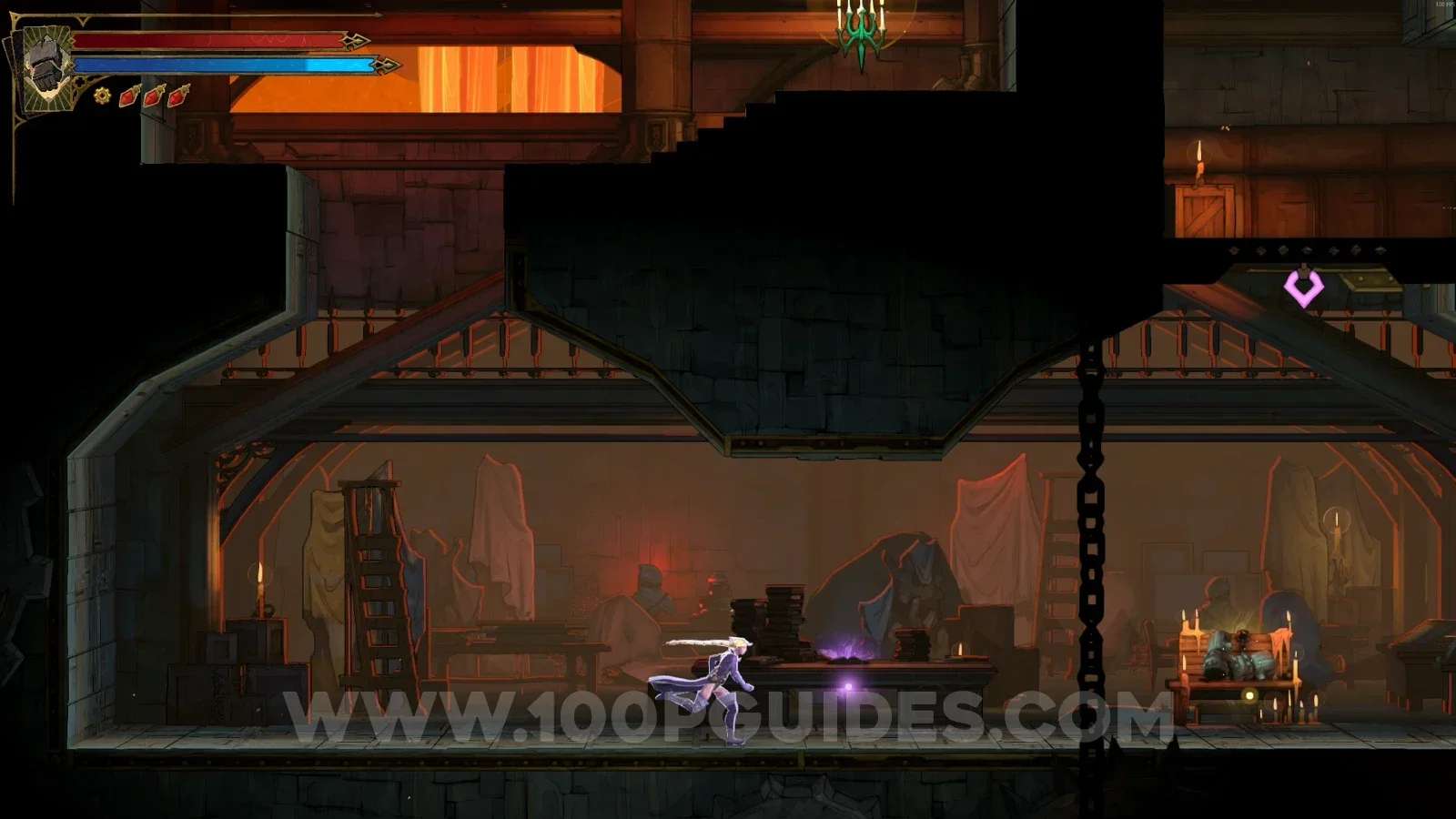 Castlevania Belmont's Curse Builder's Bureau: Clue The Sage directly in front below the broken floor