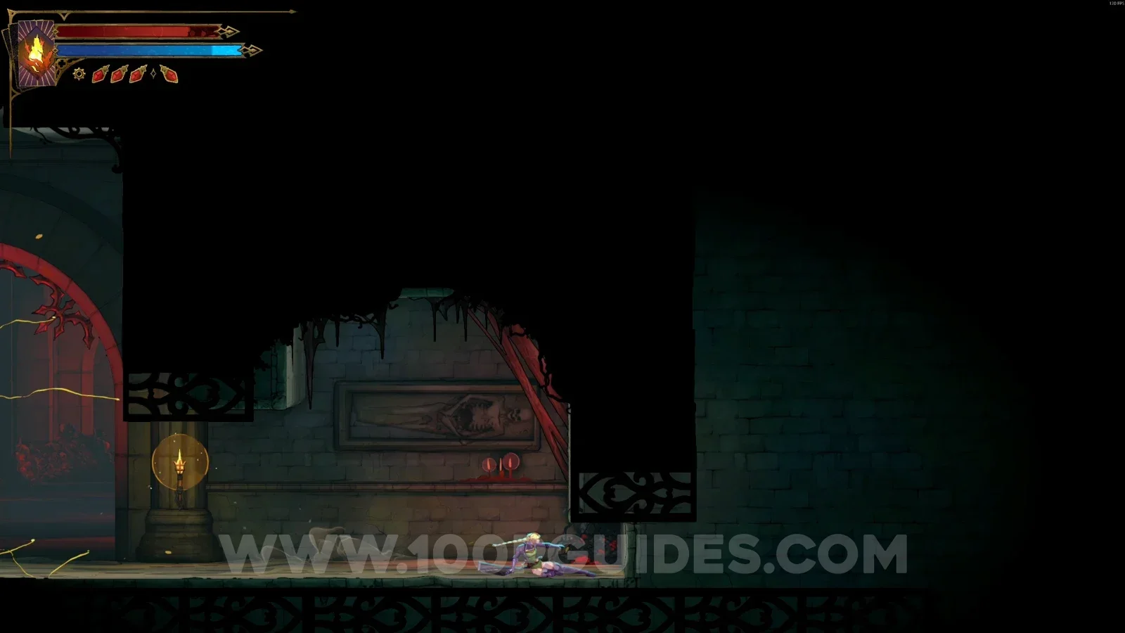 Castlevania Belmont's Curse Pillaged Tombs: using the slide at the wall in the lower part