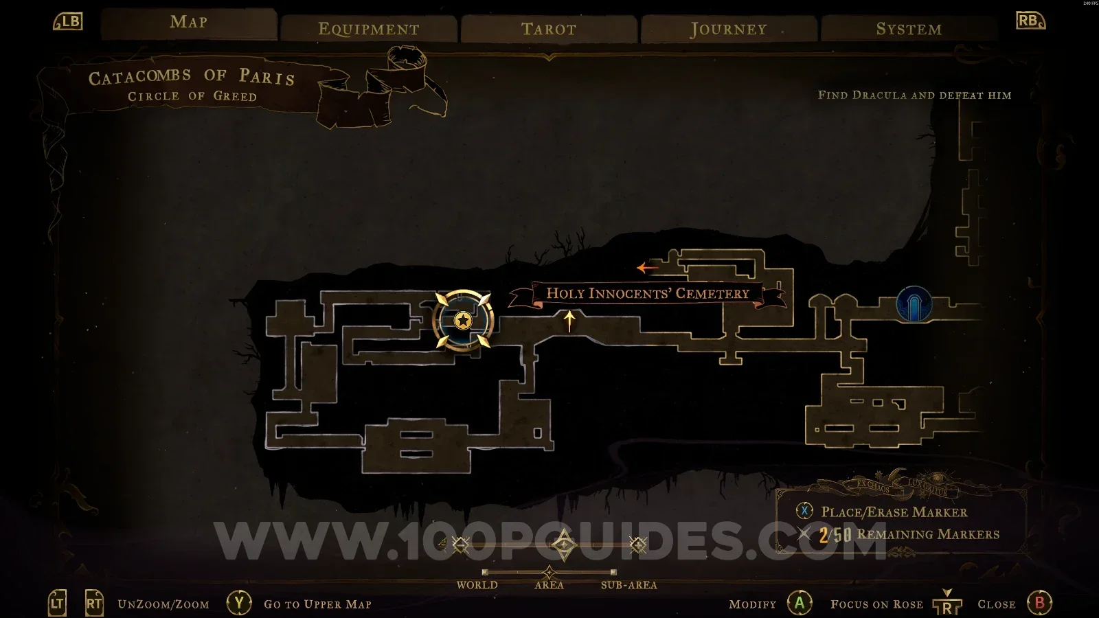 Castlevania Belmonts Curse Circle Of Greed: map marking the area of Brave Heart Fragment #9