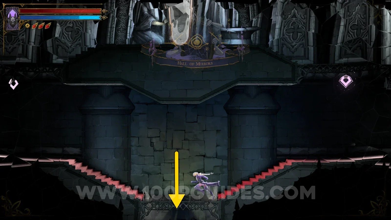 Castlevania Belmonts Curse Hall of Mirrors: dropping down to the platform below