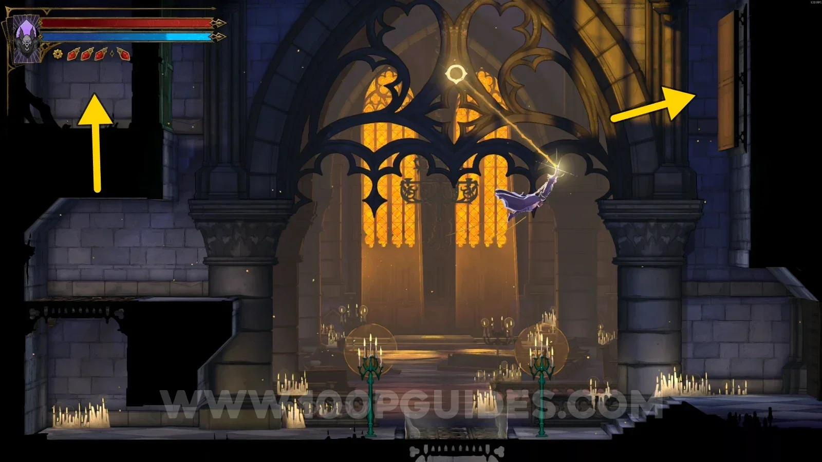 Castlevania Belmonts Curse Tower Entrance: climbing up through the opened passage