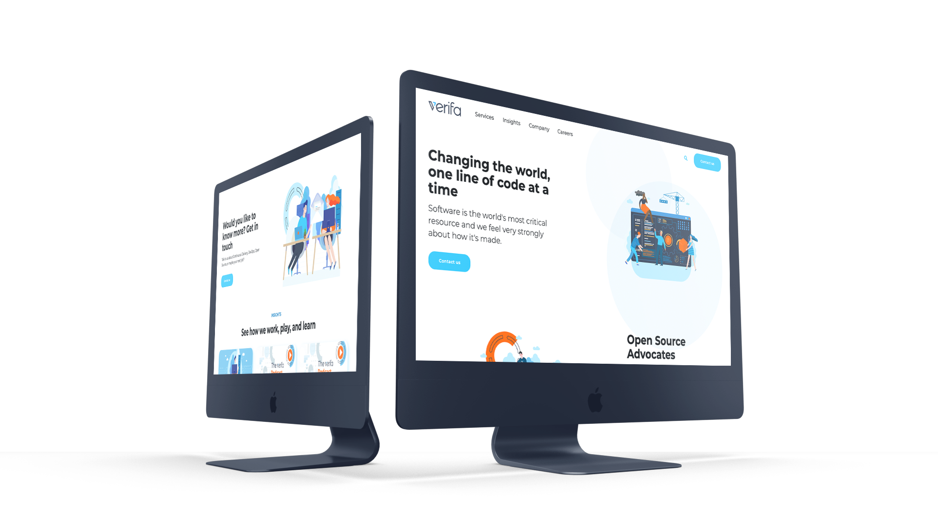 Original Verifa website design displayed on two desktop screens