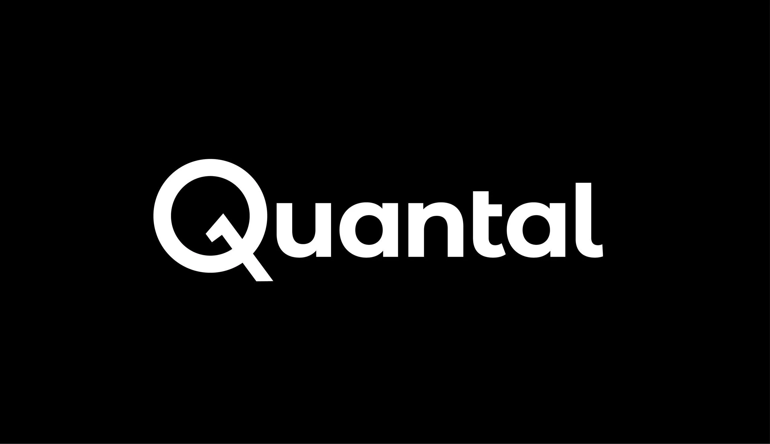 Original white Quantal wordmark with a key-shaped detail in the Q on black