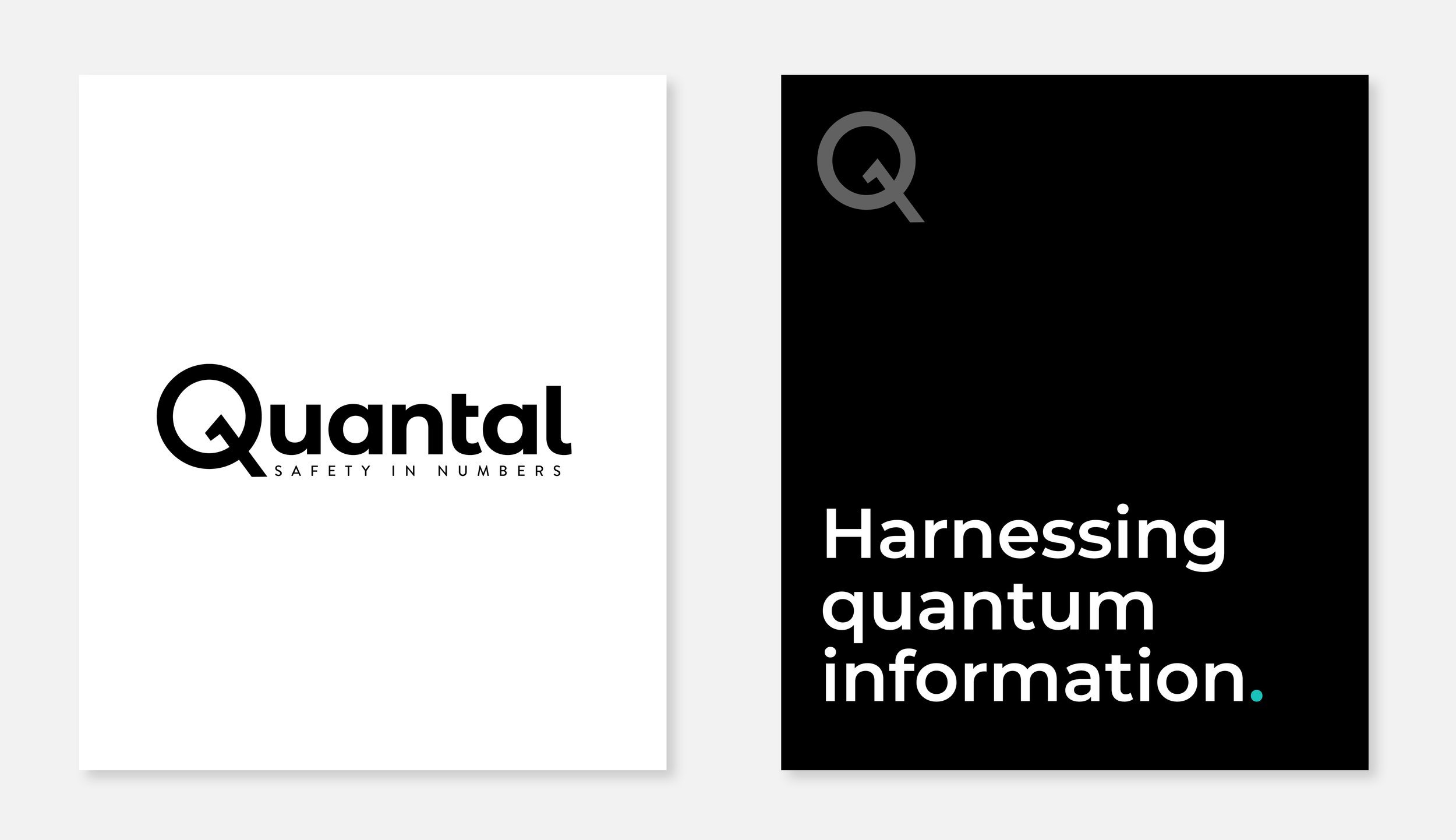 Original Quantal brand lockup and Harnessing quantum information messaging