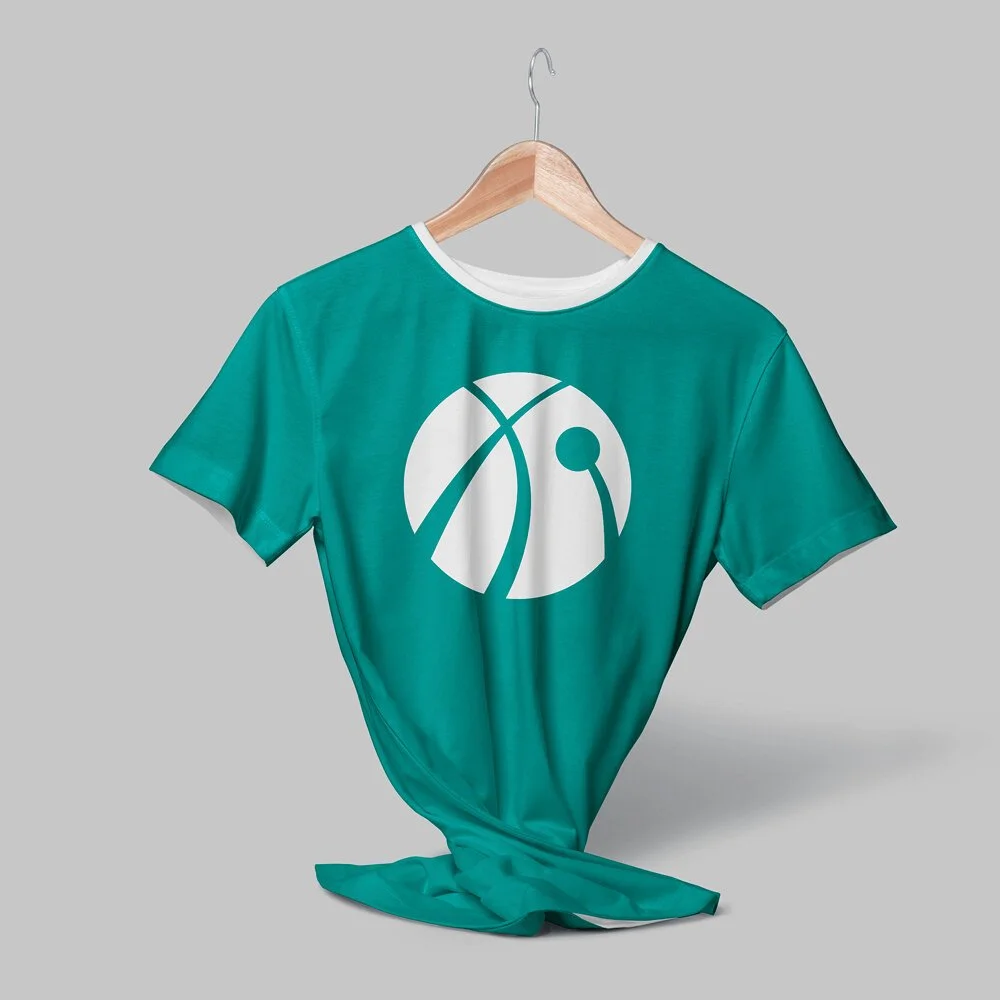 Original Data Intensity teal T-shirt with the white circular symbol