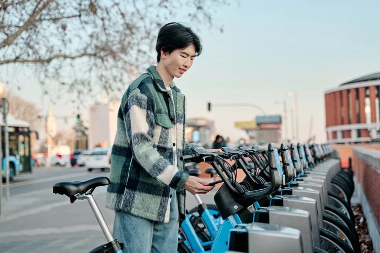 Renting from a bike share.