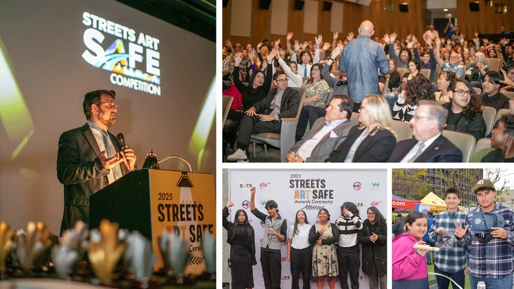Collage of students at Streets, Art, SAFE awards ceremony.