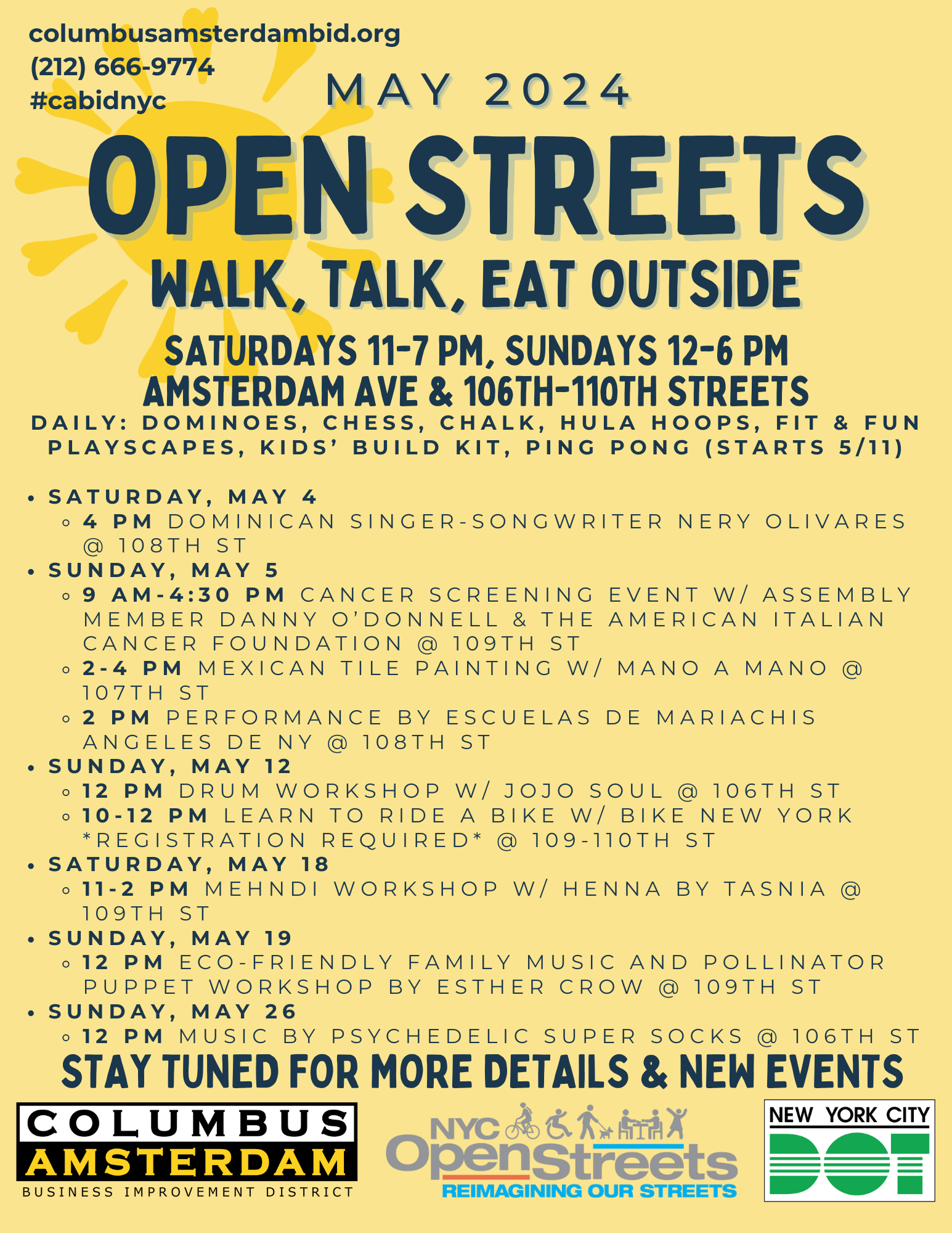 Columbus Amsterdam BID Open Streets | Flyer May, 2024