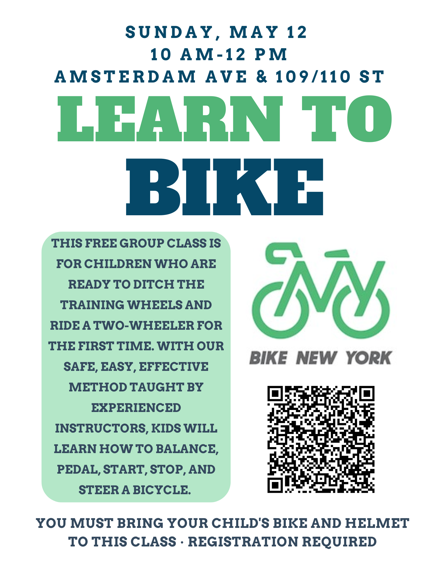 Columbus Amsterdam BID Open Streets Bike New York | Flyer May, 2024