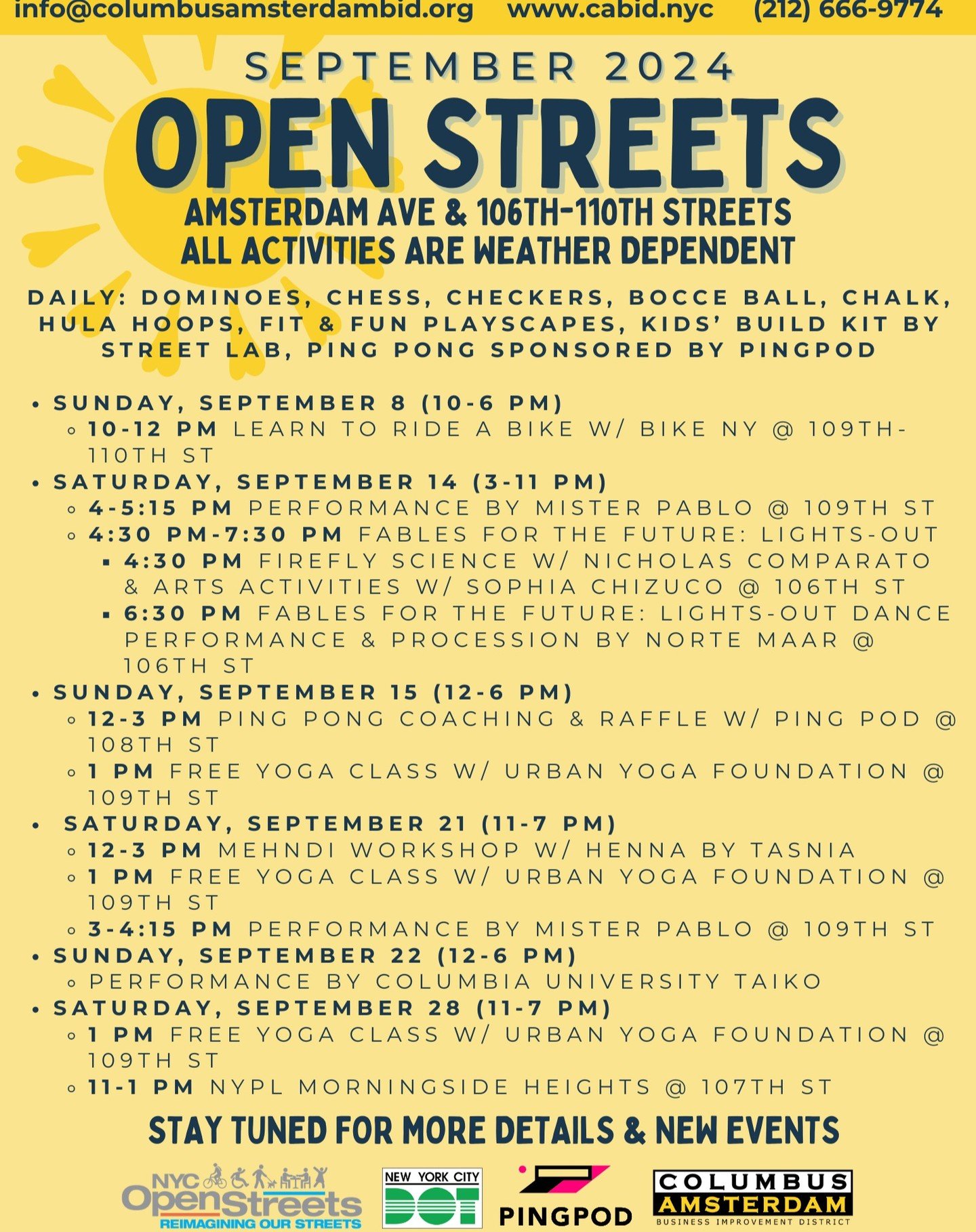 Columbus Amsterdam BID Open Streets | Flyer September, 2024