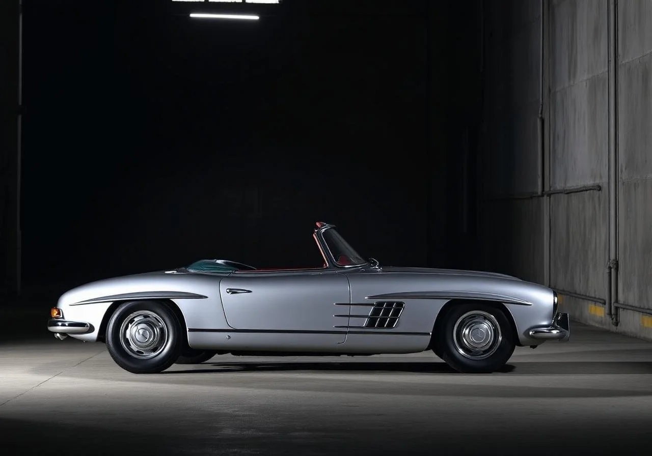Silver Mercedes-Benz roadster