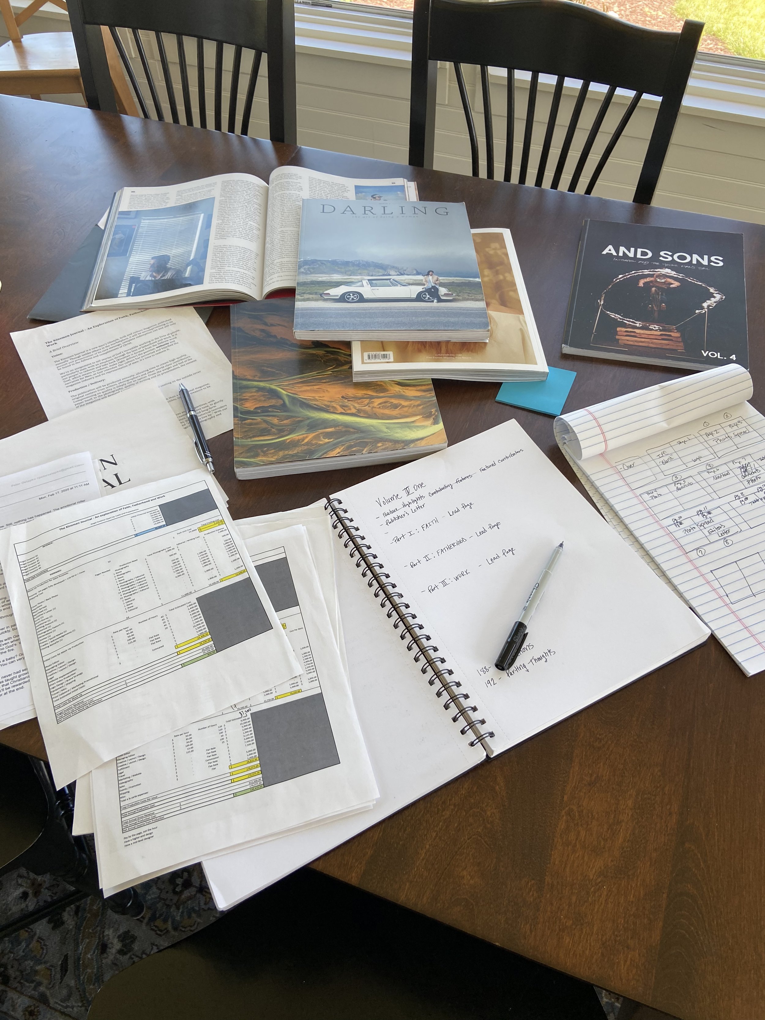 table with notes and books