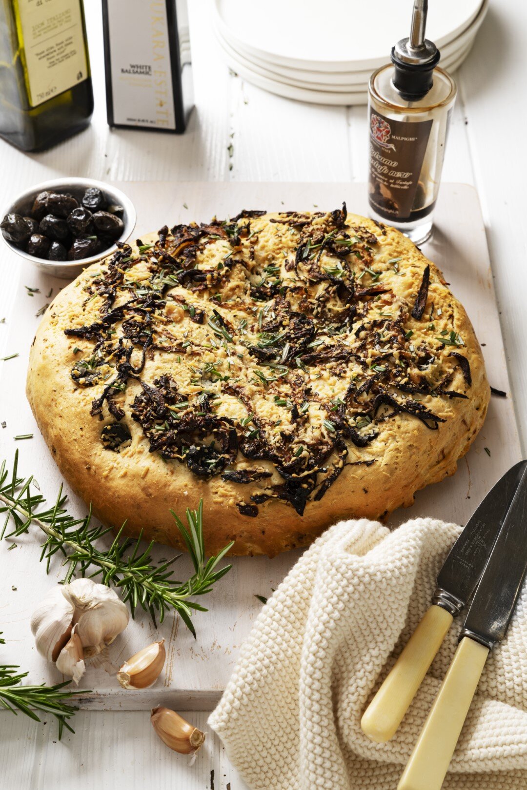 Cheesy Olive, Rosemary and Balsamic Focaccia