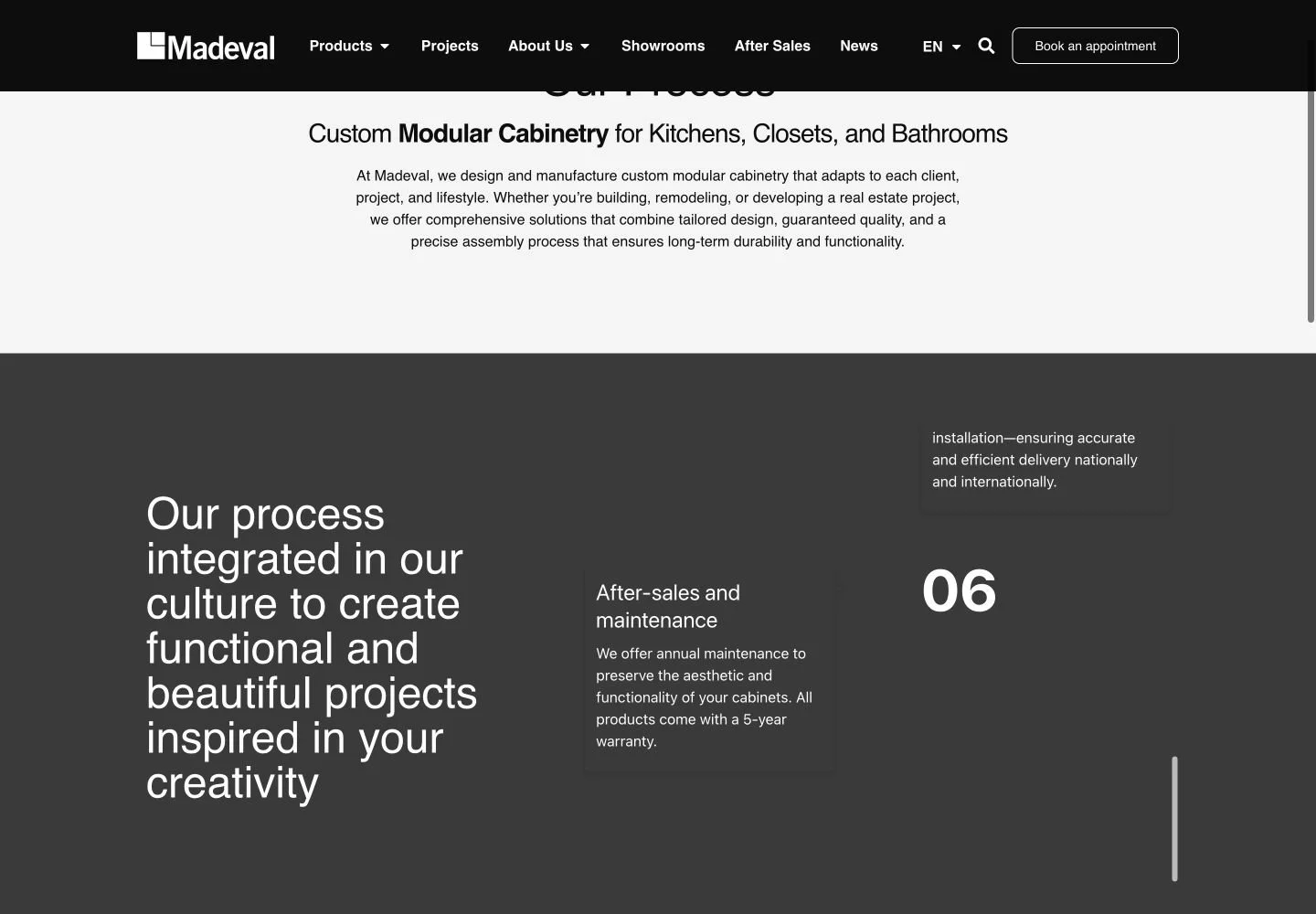 Madeval customer process showing the stages from initial proposal to after-sales service