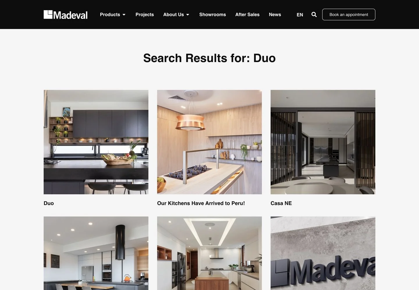 Madeval search results displaying the Duo collection and related projects