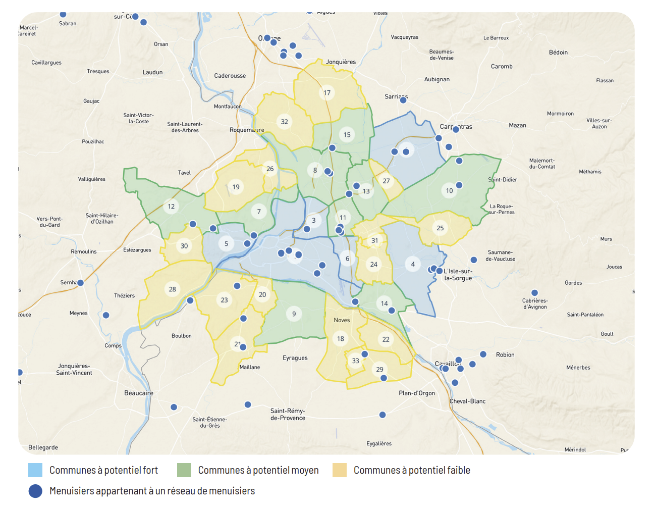Carte du potentiel de rénovation menuiserie autour d’Avignon